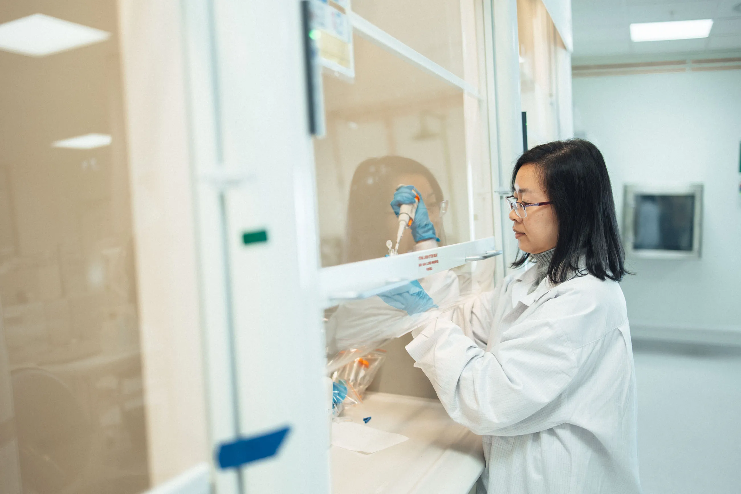 ZP scientist working with biosensor hardware in the lab